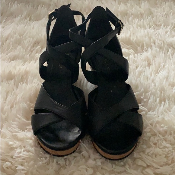 Cole Haan Black Leather Wedge Woven - Picture 2 of 7